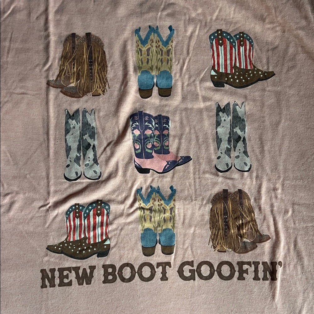 Graphic Tee with Cowboy Boot Design